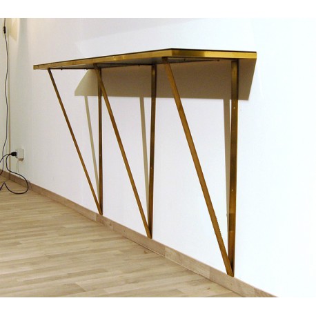 CONSOLLE Art.  1065 - Struttura Ottone - Piano Cristallo