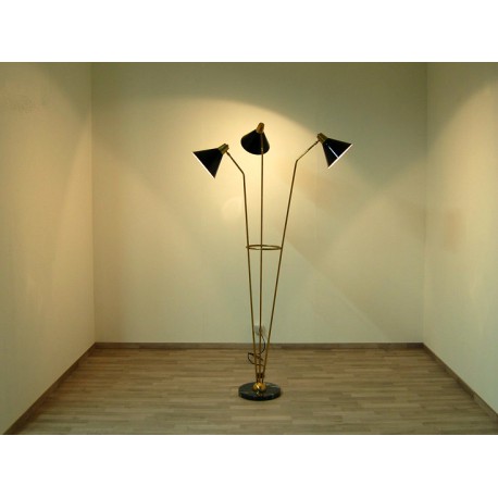 Floor Lamp, Art. 1727, 3 LAMPSHADES - Brass / Metal - BLACK Color