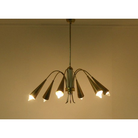 Original Ceiling Lamp 1950 - Art. 1728 - 6 DIFFUSERS - Brass / Metal