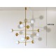 Ceiling Lamp - Art. 1729 - 12 GLASS DIFFUSERS - Brass / Opal Glass