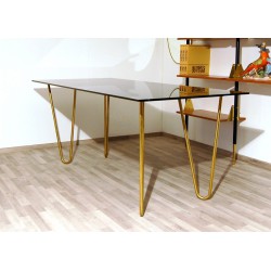 Table Art. 1673 - Glass Top - Brass Structure