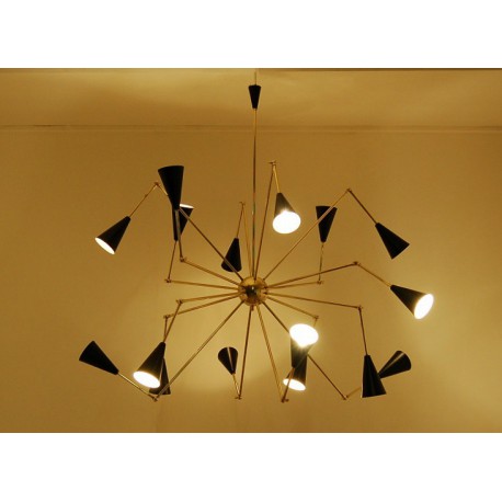 Ceiling Lamp - Art. 1730 - 16 DIFFUSERS Articulated - Brass / Metal