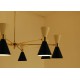 Lampada da Soffitto Art. 1731, 8 DIFFUSORI Doppio Cono Snodati - Ottone / Metallo - Bianco / Blu