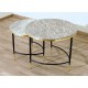 SET of 2 Coffee Tables Art. 1738 / 1739 - Marble Top GREY / PINK Color - Metal Structure