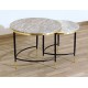 SET of 2 Coffee Tables Art. 1738 / 1739 - Marble Top GREY / PINK Color - Metal Structure