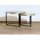 SET of 2 Coffee Tables Art. 1738 / 1739 - Marble Top GREY / PINK Color - Metal Structure