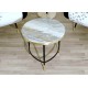 SET of 2 Coffee Tables Art. 1738 / 1739 - Marble Top GREY / PINK Color - Metal Structure