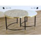 SET of 2 Coffee Tables Art. 1738 / 1739 - Marble Top GREY / PINK Color - Metal Structure