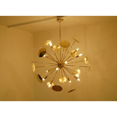 Ceiling Lamp Mod. SPUTNIK Petals / Discs - Art. 1741 - 16 DIFFUSERS - Brass