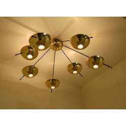 Ceiling Lamp Art. 1743, 7 DIFFUSERS - Brass / Metal / Opal Glass