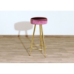 Velvet Stool - Art. 1744 - Structure Brass - PINK Color