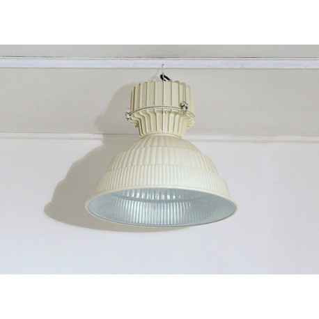 Industrial Suspension Lamp 1960s - Art. 1749 - Aluminum / Metal - Restored - WHITE Color