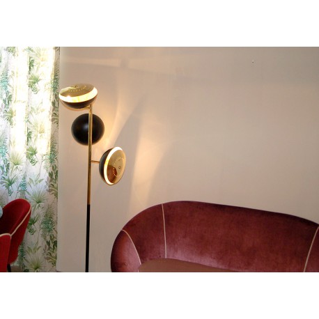 Lampada da Terra, Art. 1024, 3 DIFFUSORI - Ottone / Metallo - Colore NERO
