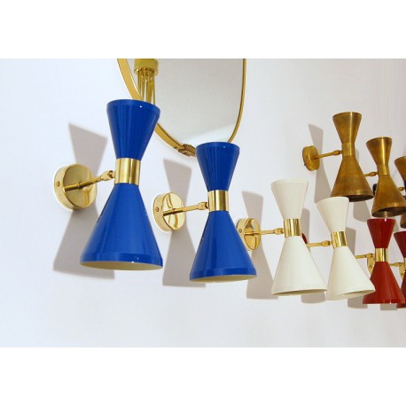 Applique Double Cone Art. 1722 - 2 DIFFUSERS - Brass / Metal