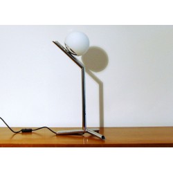 Table Lamp, Art. 1017 - Chrome plated Brass - Opal Glass Globe