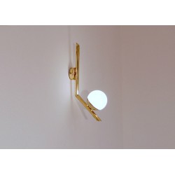Applique Art. 1321 - Opal Glass Sphere - Brass