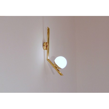 Applique Art. 1321 - Opal Glass Sphere - Brass
