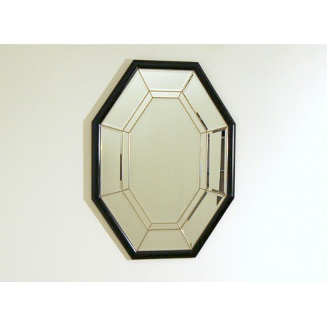 Specchio da Parete Art Déco - Bisellato / Bordo Legno / Inserti Ottone - Italy 1940