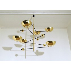 Ceiling Lamp Art. 1804 - 6 DIFFUSERS Articulated - Brass / Metal