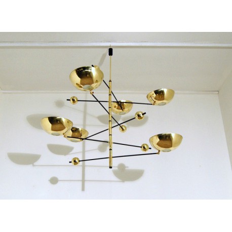 Lampada da Soffitto Art. 1804, 6 DIFFUSORI Snodati - Ottone / Metallo