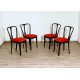 4 Original Chairs 1950s - Art. 1805 - RED Velvet - Wood Structure