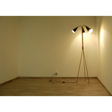 Floor Lamp Art. 1806 - 3 LAMPSHADES - Brass / Metal - BLACK Color