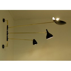 Wall Lamp Art. 1807 - 3 DIFFUSERS with ARTICULATED ARM - Brass structure
