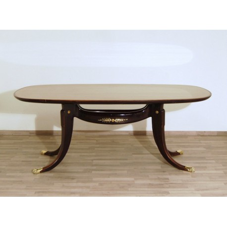 Tavolo da pranzo in legno di Mogano - Art. 1809 - Inserti in Ottone