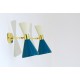 Wall Sconce Doublr Cone Art. 1844 - 2 DIFFUSERS - Brass / Metal - WHITE - Light BLUE