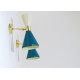 Wall Sconce Doublr Cone Art. 1844 - 2 DIFFUSERS - Brass / Metal - WHITE - Light BLUE