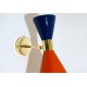 Wall Sconce Doublr Cone Art. 1845 - 2 DIFFUSERS - Brass / Metal - ORANGE - BLUE