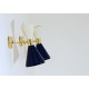 Wall Sconce Double Cone Art. 1845 - 2 DIFFUSERS - Brass / Metal - WHITE - BLUE
