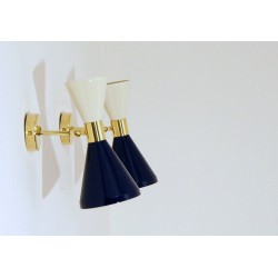 Applique Doppio Cono Art. 1845 - 2 DIFFUSORI - Ottone / Metallo - BIANCO - BLU