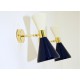 Wall Sconce Double Cone Art. 1845 - 2 DIFFUSERS - Brass / Metal - WHITE - BLUE