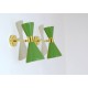 Wall Sconce Double Cone Art. 1847 - 2 DIFFUSERS - Brass / Metal - LIGHT GREEN