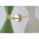 Wall Sconce Double Cone Art. 1847 - 2 DIFFUSERS - Brass / Metal - LIGHT GREEN