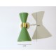 Wall Sconce Double Cone Art. 1847 - 2 DIFFUSERS - Brass / Metal - LIGHT GREEN