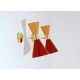 Wall Sconce Double Cone Art. 1848 - 2 DIFFUSERS - Brass / Metal - ORANGE - RED