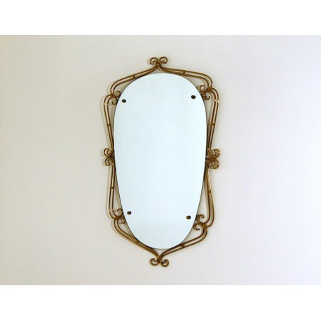 Specchio da Parete Art Déco - Cornice Ottone - Italy 1940 - Art. 1841