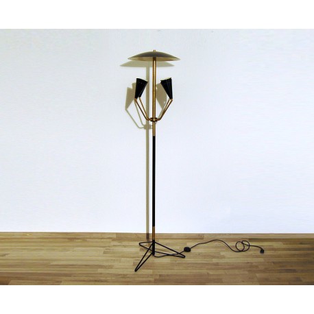 Floor Lamp, Art. 1018, 4 LAMPSHADES - Brass / Metal - BLACK Color