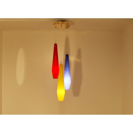 Lampada da Soffitto Art. 1910 - 3 DIFFUSORI in Vetro Colorato