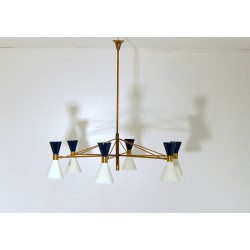 Ceiling Lamp Art. 1914 - 6 DIFFUSERS Double Cone - Antique Brass