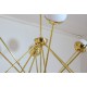SPUTNIK Ceiling Lamp - Art. 1755 - 12 Opal Glass DIFFUSERS - Brass / Metal