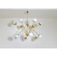 SPUTNIK Ceiling Lamp - Art. 1755 - 12 Opal Glass DIFFUSERS - Brass / Metal