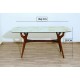 Original Table Art. 1430 - Crystal Top - Walnut Structure - Italy 1950