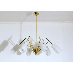 Ceiling Lamp Art. 1421 - 6 DIFFUSERS Opal Glass - Brass