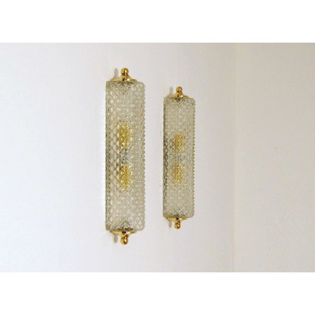 Original Wall Sconce Art. 1411 - Crystal DIFFUSER - Brass - Italy 1950