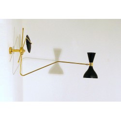 Wall Lamp Art. 1816 - 2 DIFFUSERS with ARTICULATED ARM - Brass structure
