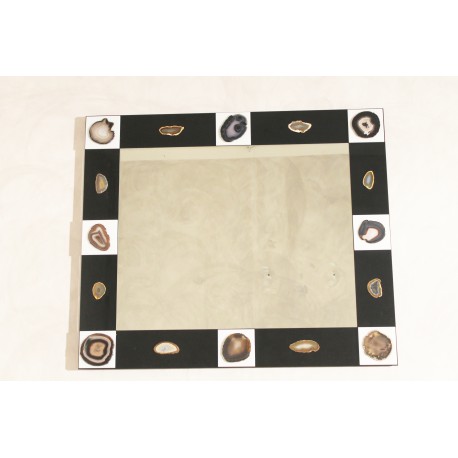 Specchio in opalino nero con inserti bianchi - Art. 1971