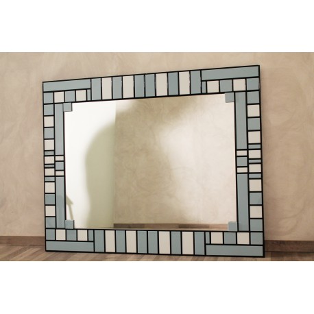 Specchio in opalino bianco e azzurro - Art. 1975